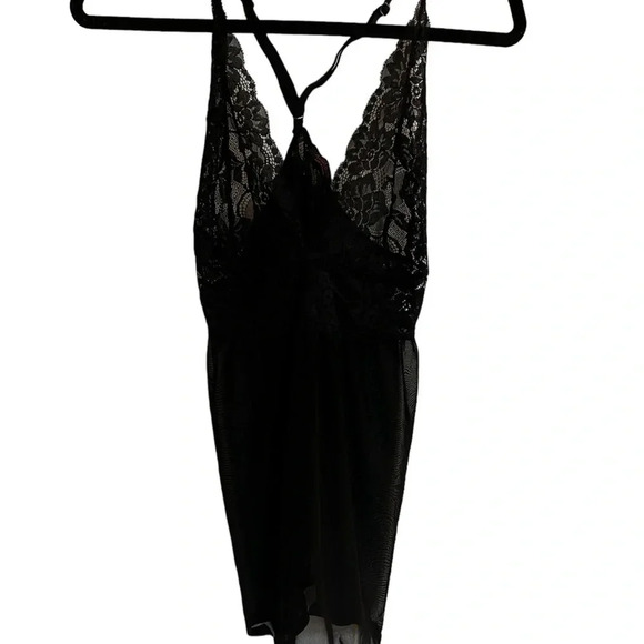 Avid Love size large teddy in black with lacy accents - Picture 2 of 4